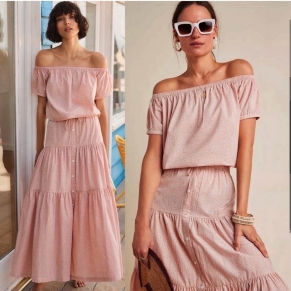 Show Me Your Mumu Blush Pastel Pink "Amelie" Off -the- Shoulder Crop Top XL